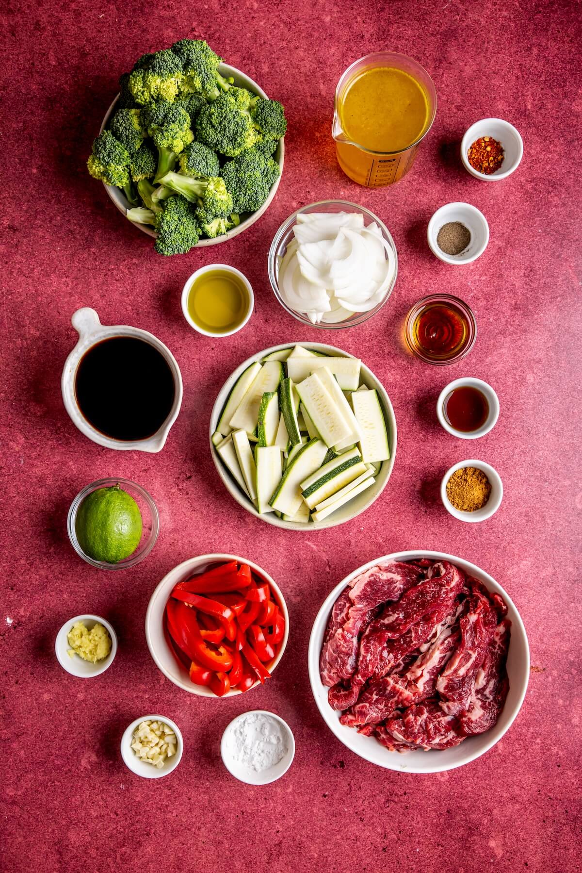 Saucy Skirt Steak Stir Fry Ingredients - Olivia Adriance