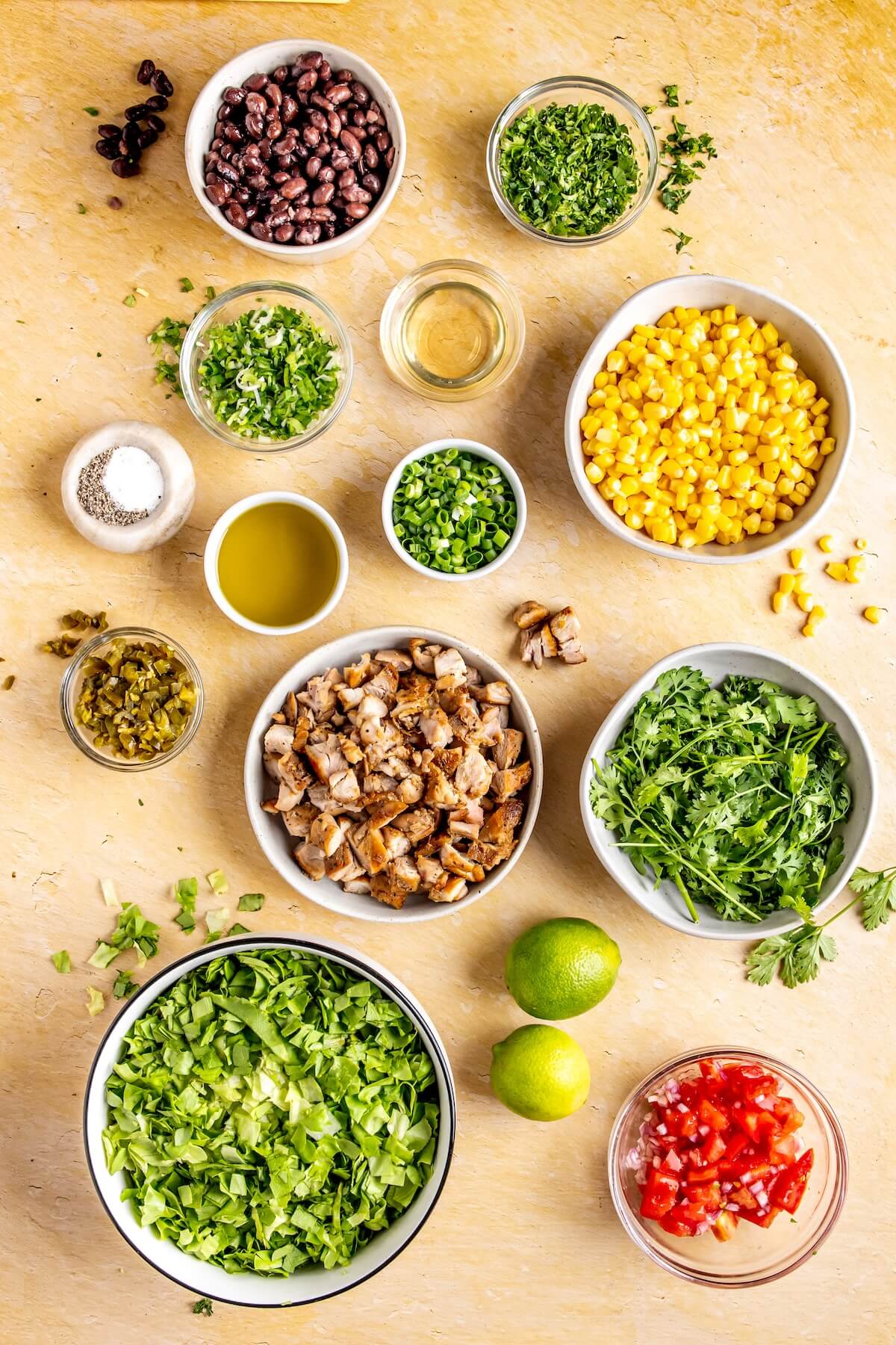 Southwestern Micro-Chopped Salad with Cilantro Lime Dressing Ingredients - Olivia Adriance