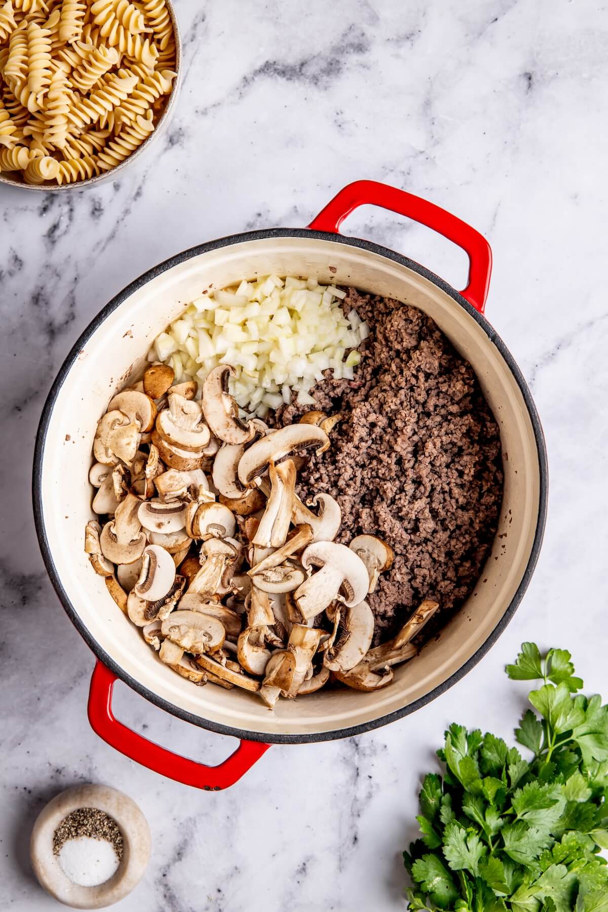 Easy Dairy-Free Ground Beef Stroganoff Step 2 - Olivia Adriance