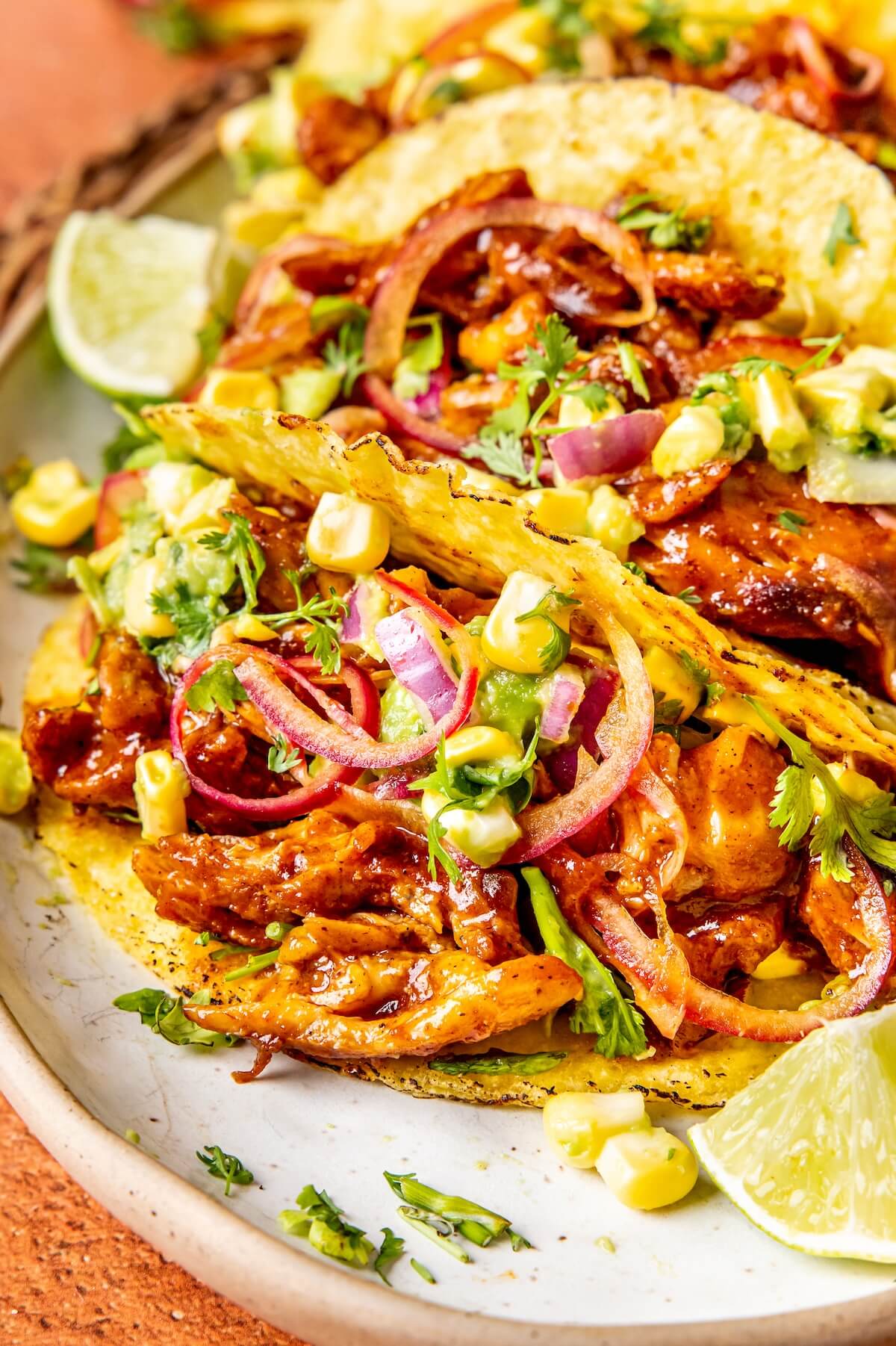 Braised BBQ Chicken Tacos - Olivia Adriance