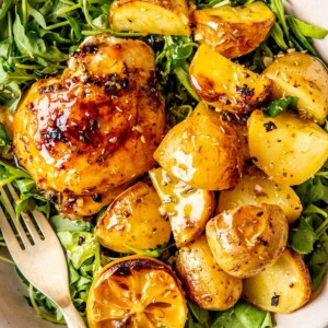 One Dish Roasted Lemon Chicken and Potatoes - Olivia Adriance