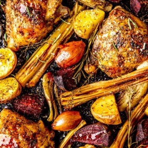 Sheet Pan Balsamic Chicken and Root Vegetables - Olivia Adriance