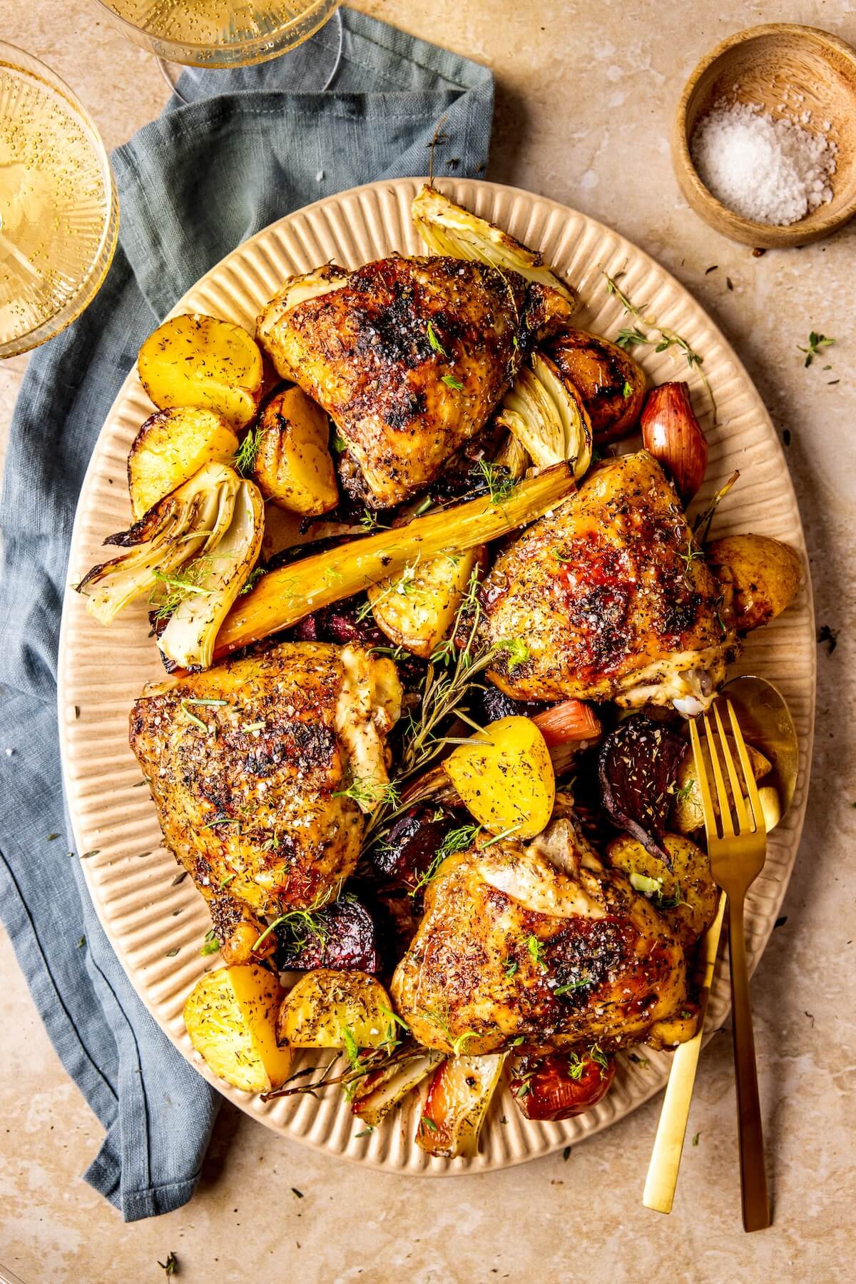 Sheet Pan Balsamic Chicken and Root Vegetables - Olivia Adriance