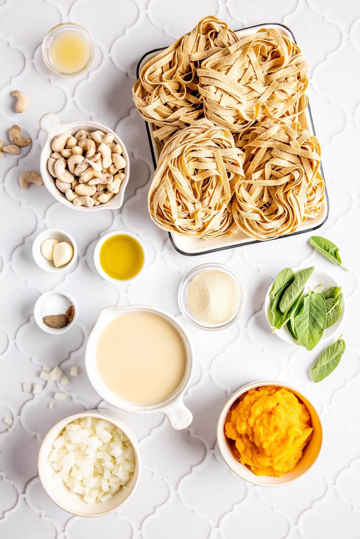 Vegan Dairy-Free Pumpkin Alfredo Ingredients - Olivia Adriance