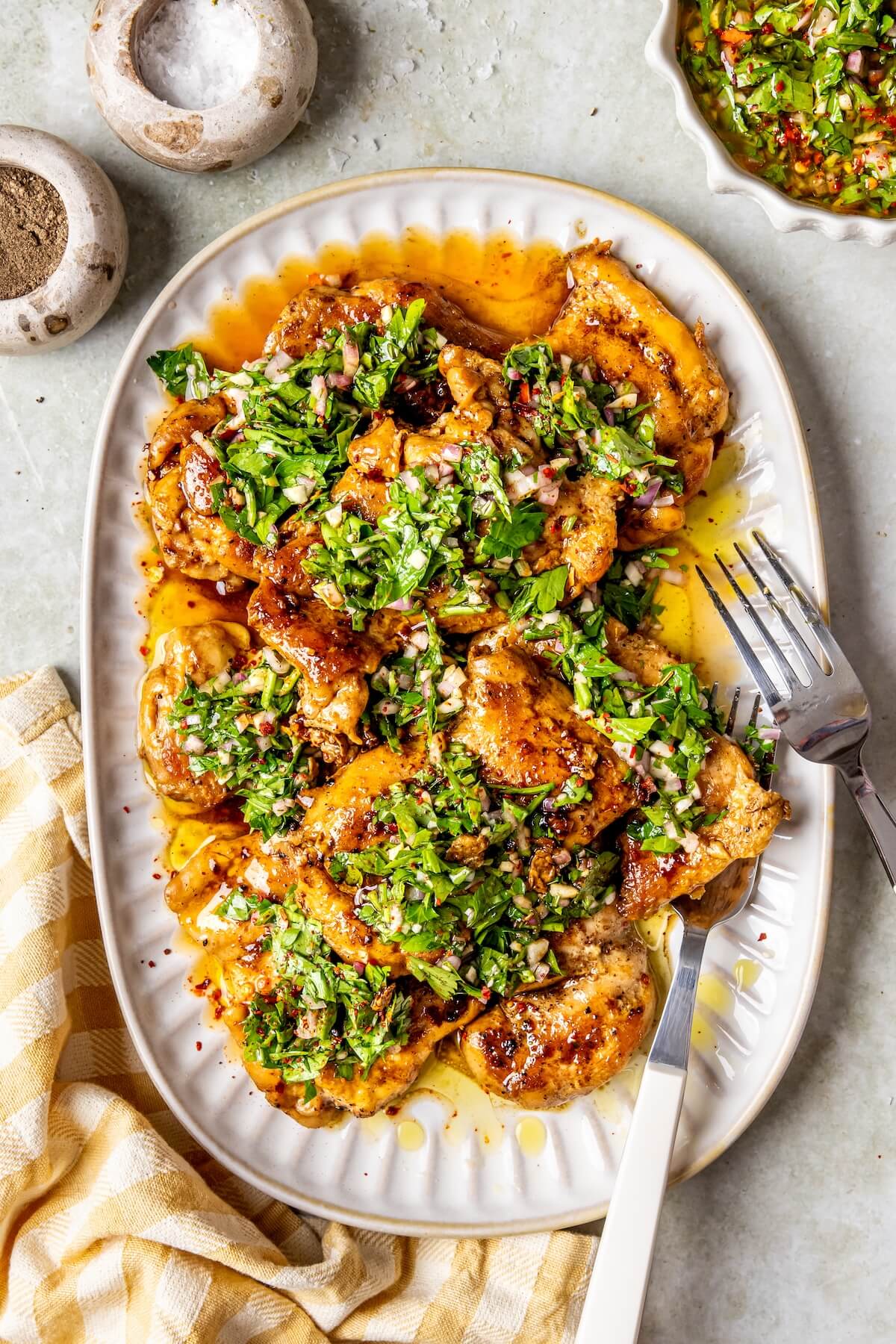 Chimichurri Chicken Thighs - Olivia Adriance