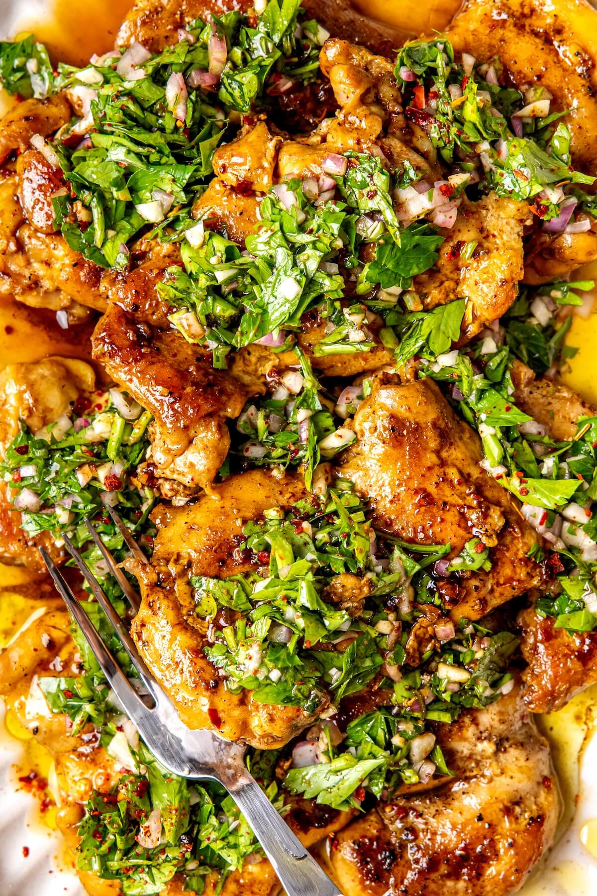 Chimichurri Chicken Thighs - Olivia Adriance