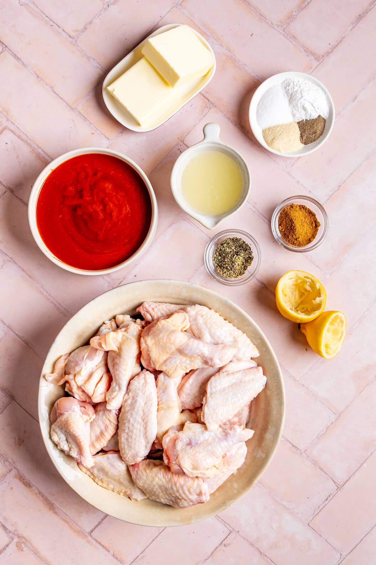 Ingredients for Crispy Baked Buffalo Wings - Olivia Adriance