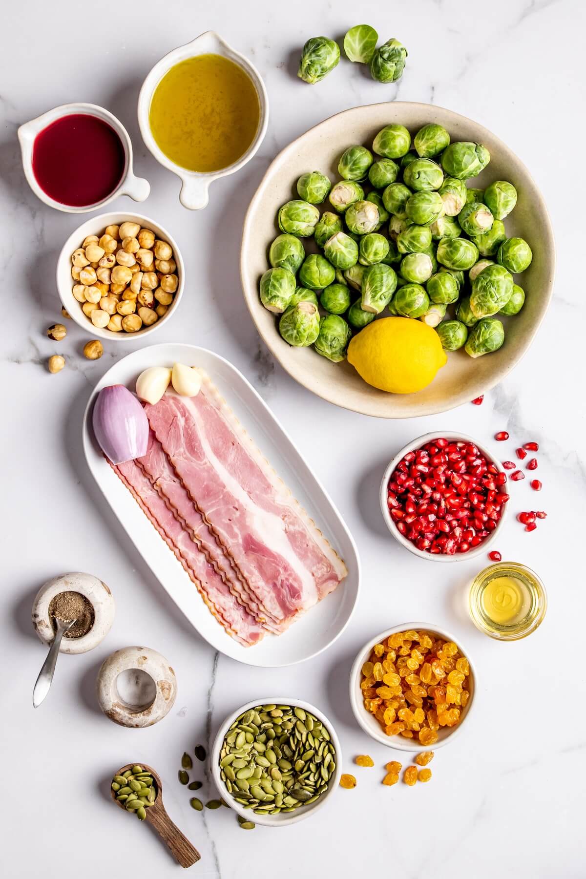 Ingredients for Shaved Brussels Sprout Salad - Olivia Adriance