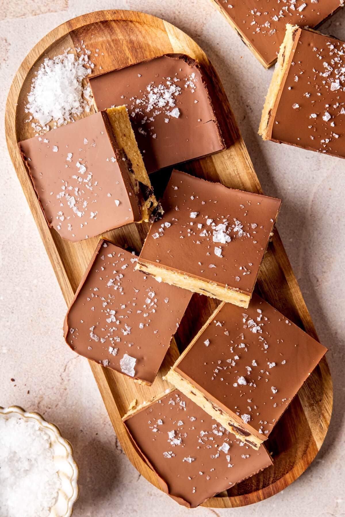Edible Cookie Dough Bars with Salted Chocolate Ganache - Olivia Adriance