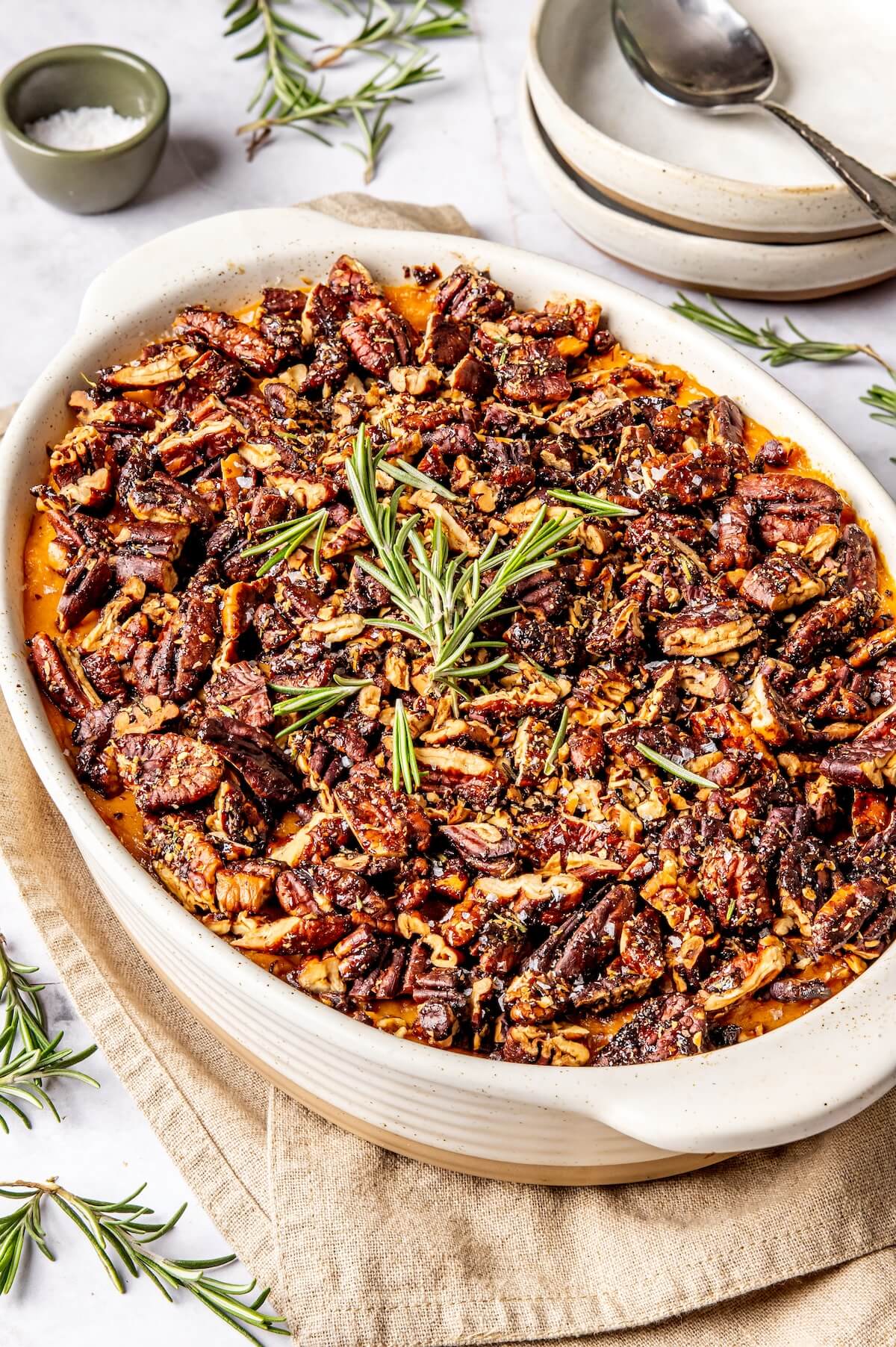 Candied Pecan Crusted Sweet Potato Casserole - Olivia Adriance