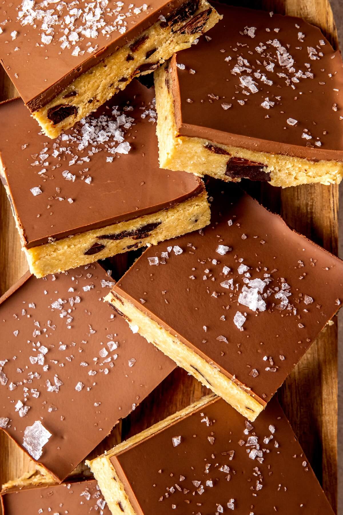 Edible Cookie Dough Bars with Salted Chocolate Ganache - Olivia Adriance
