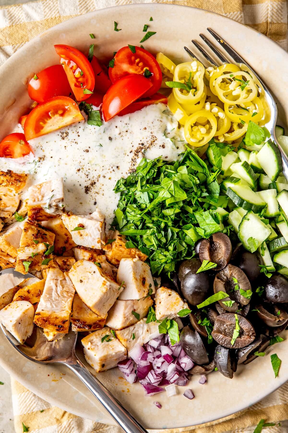 High Protein Greek Chicken Salad - Olivia Adriance