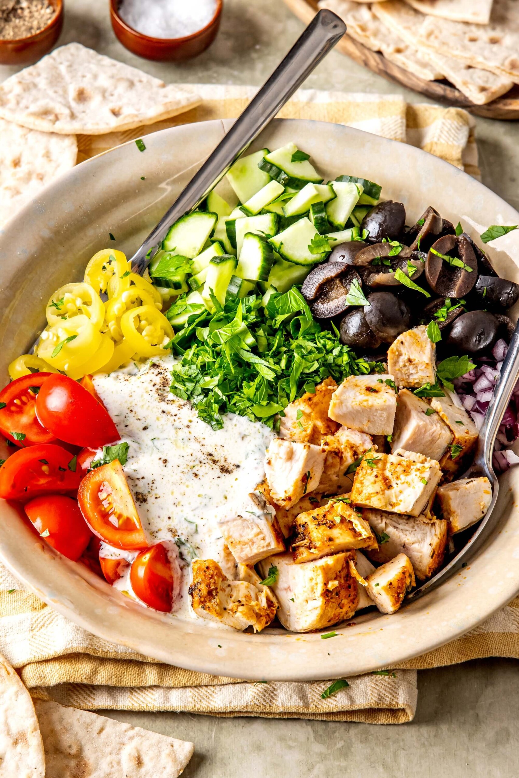 High Protein Greek Chicken Salad - Olivia Adriance