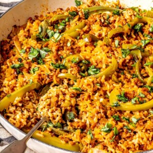 One Pot Sausage Peppers and Rice - Olivia Adriance
