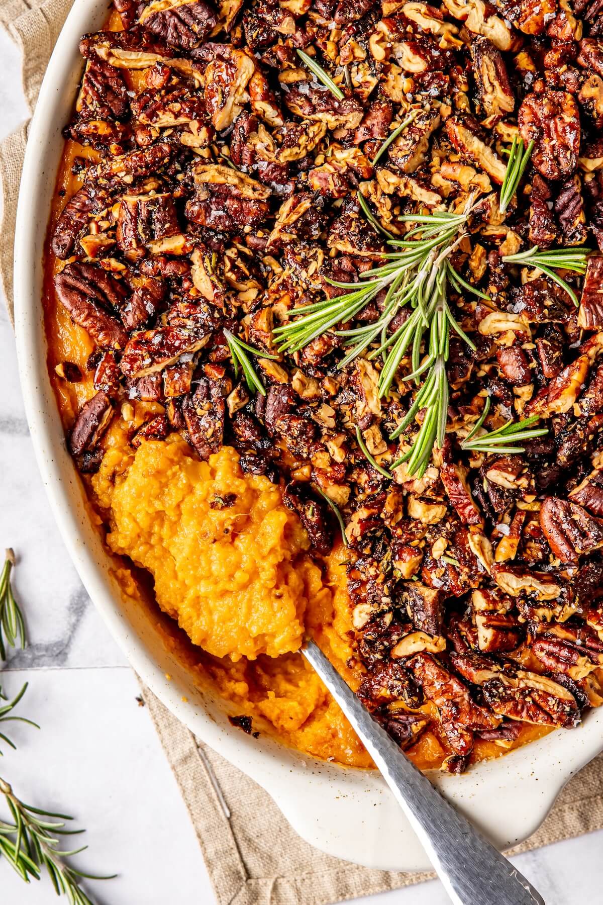 Candied Pecan Crusted Sweet Potato Casserole - Olivia Adriance