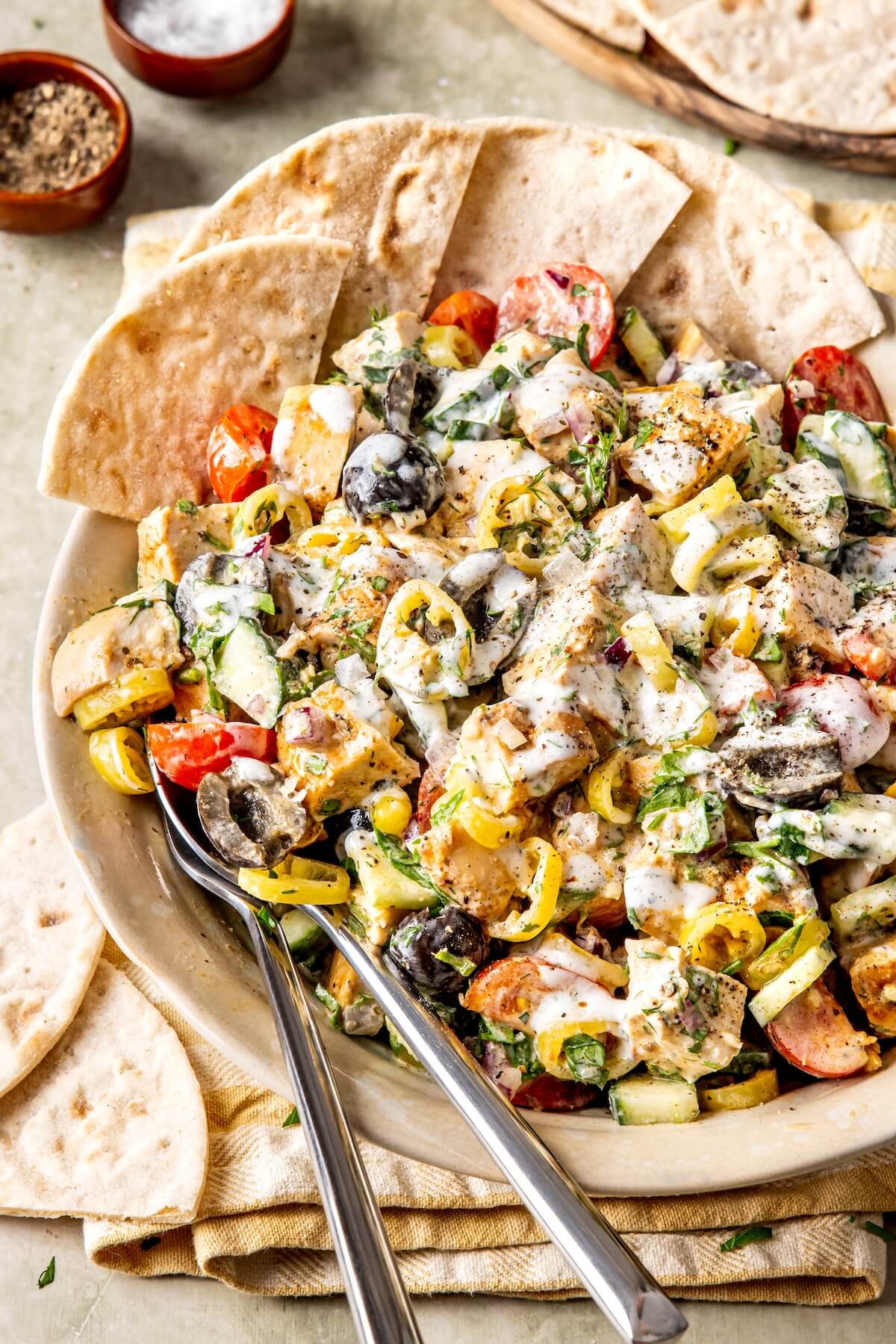 High Protein Greek Chicken Salad - Olivia Adriance