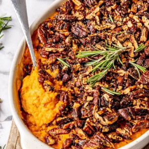 Candied Pecan Crusted Sweet Potato Casserole - Olivia Adriance