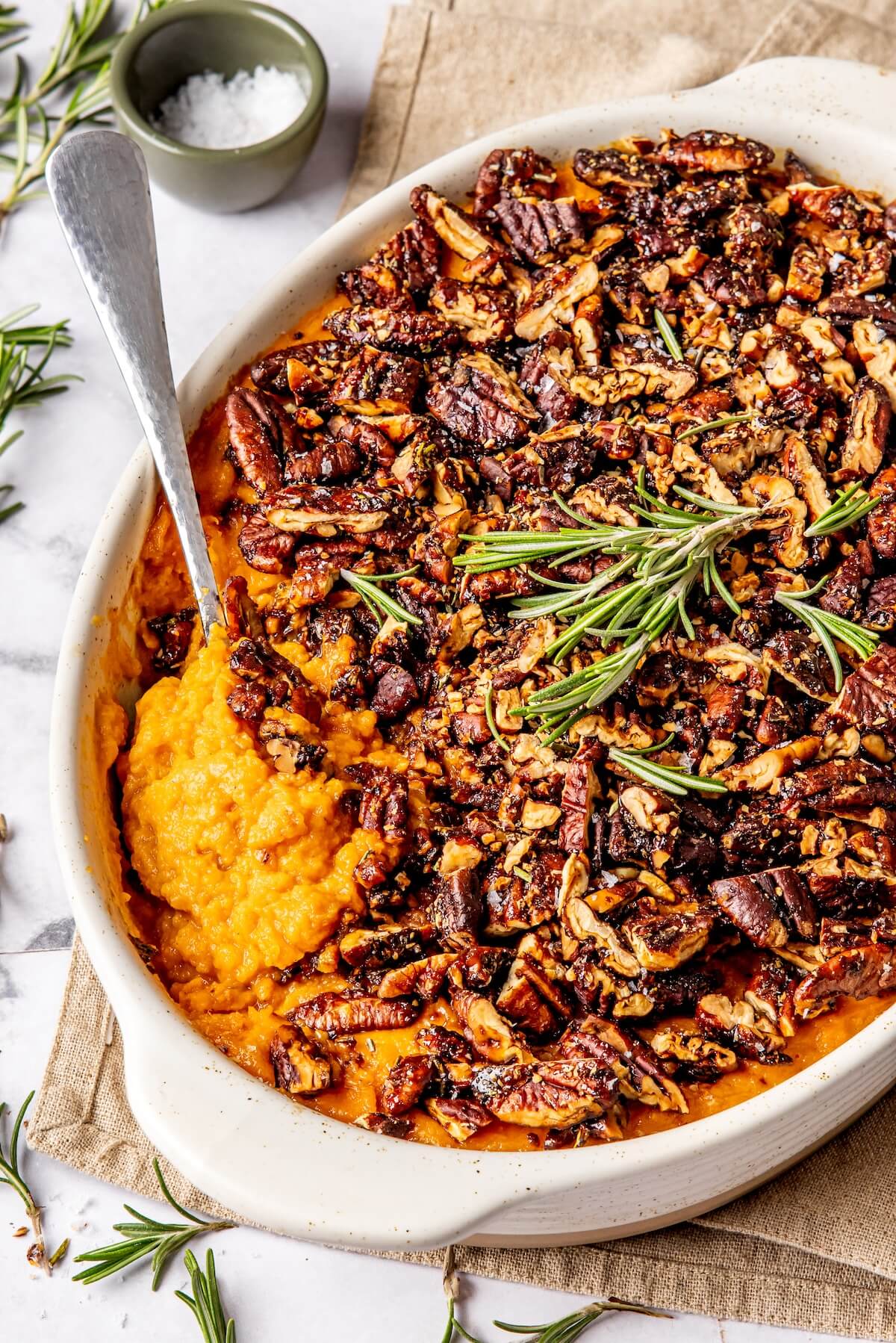 Candied Pecan Crusted Sweet Potato Casserole - Olivia Adriance