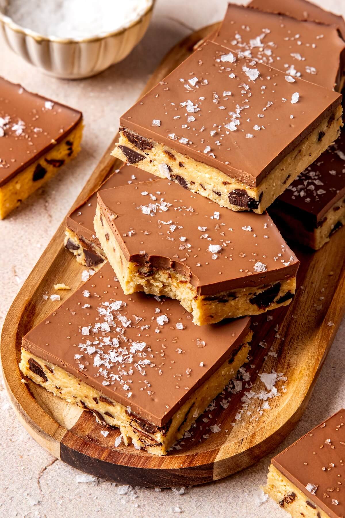 Edible Cookie Dough Bars with Salted Chocolate Ganache - Olivia Adriance