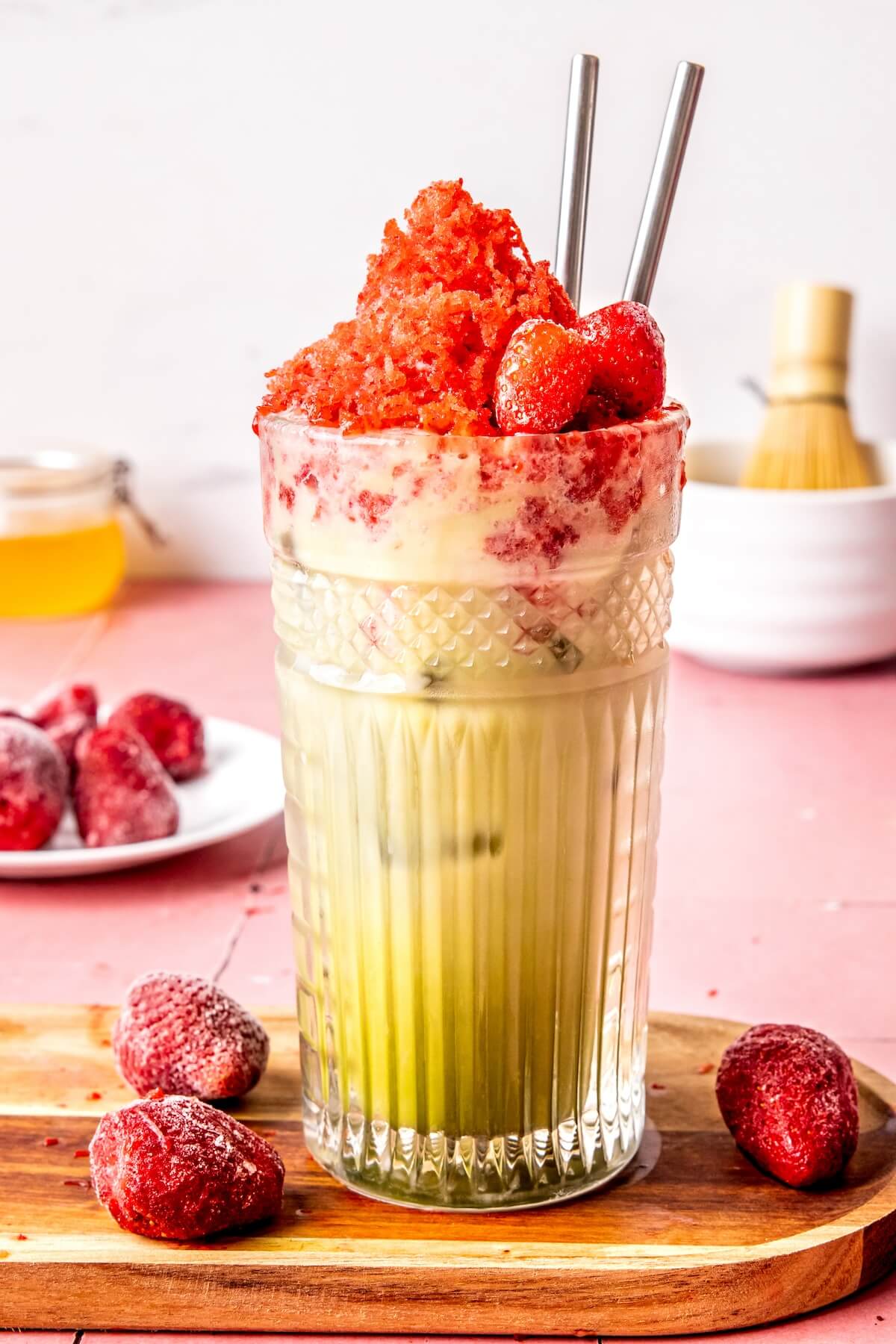 Strawberry Shaved Ice Matcha Latte - Olivia Adriance