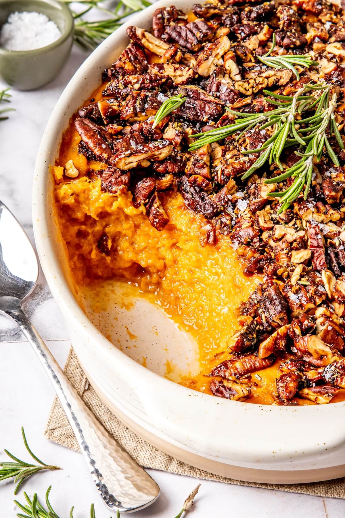 Candied Pecan Crusted Sweet Potato Casserole - Olivia Adriance