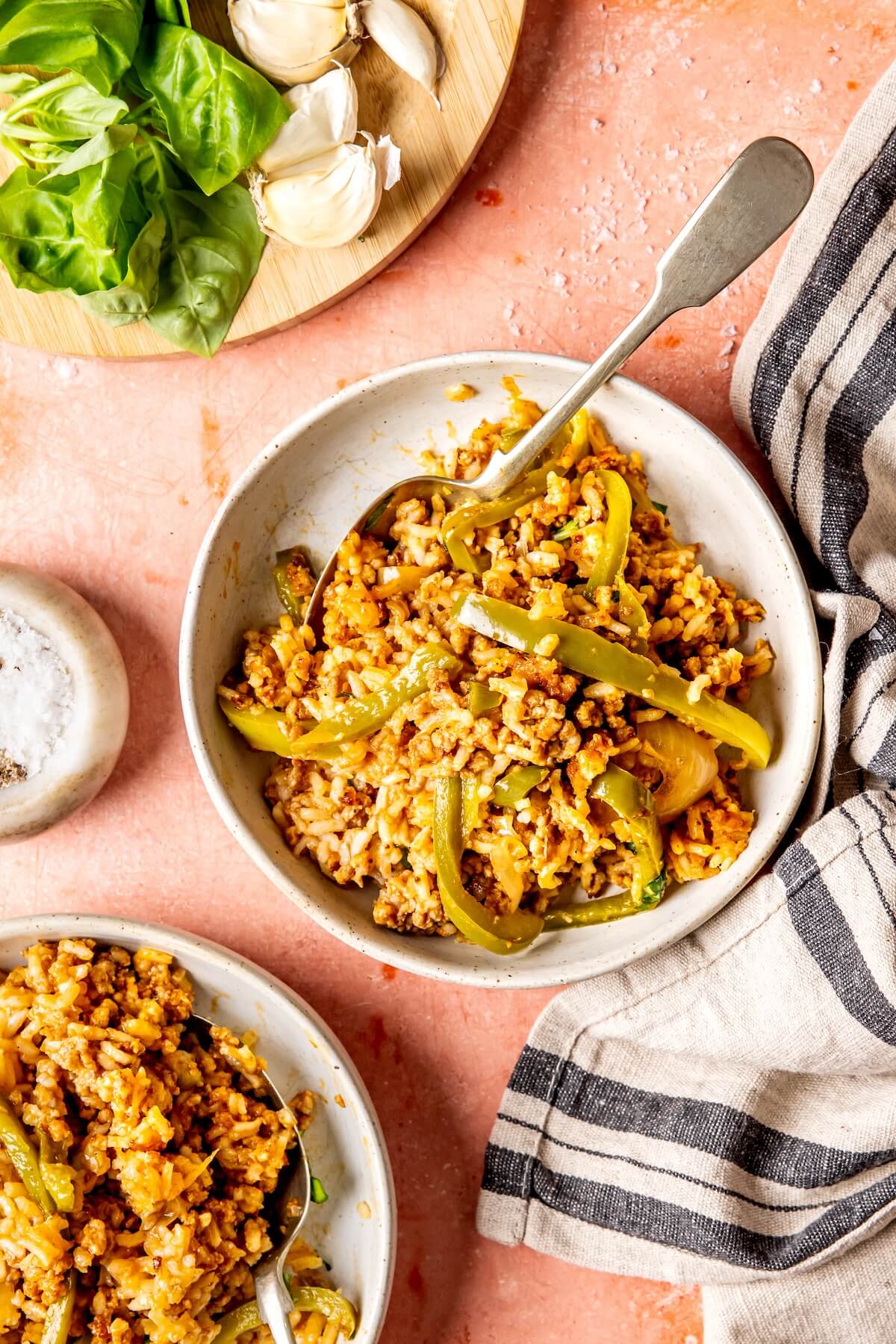 One Pot Sausage Peppers and Rice - Olivia Adriance