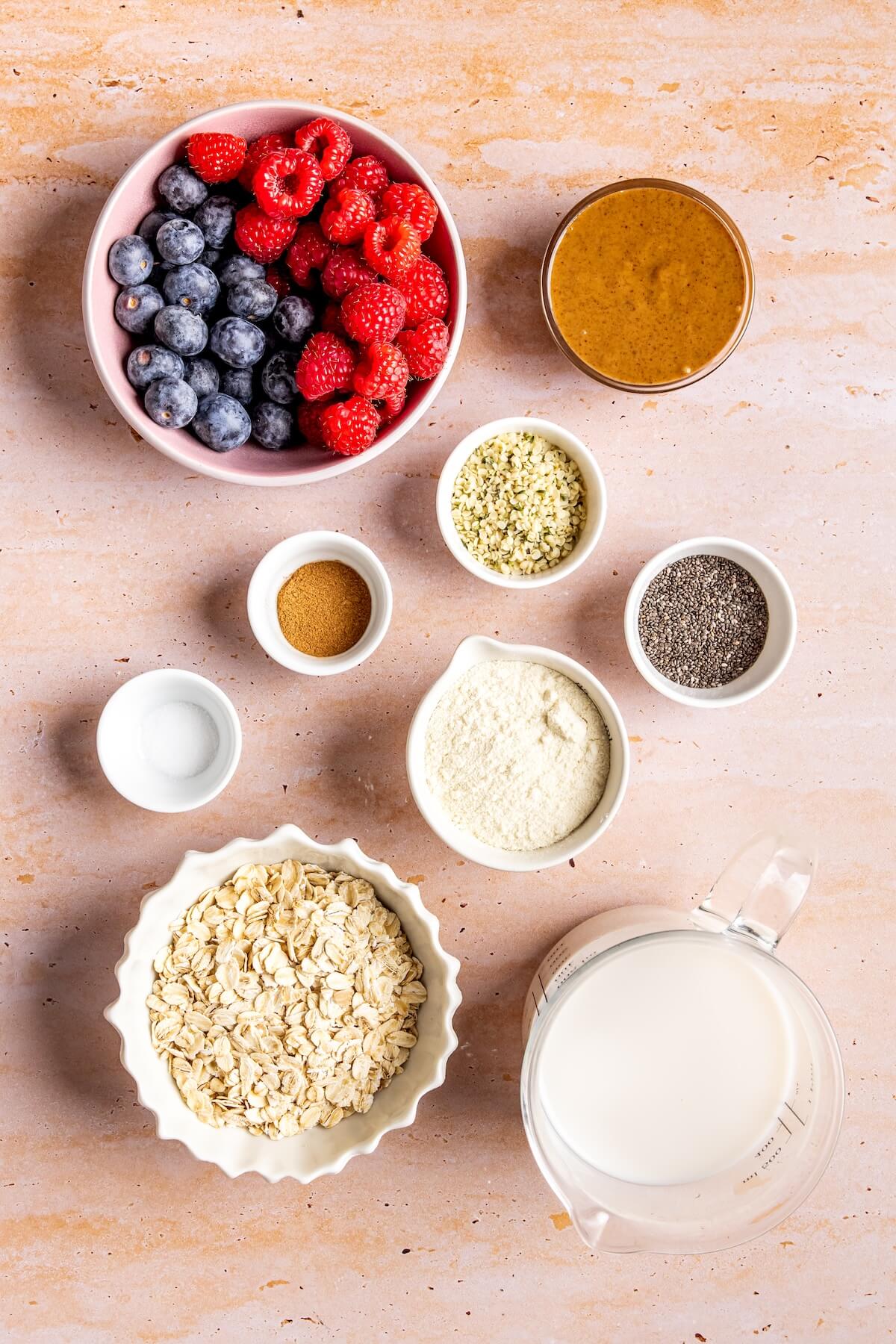 Ingredients for Protein Overnight Oats - Olivia Adriance
