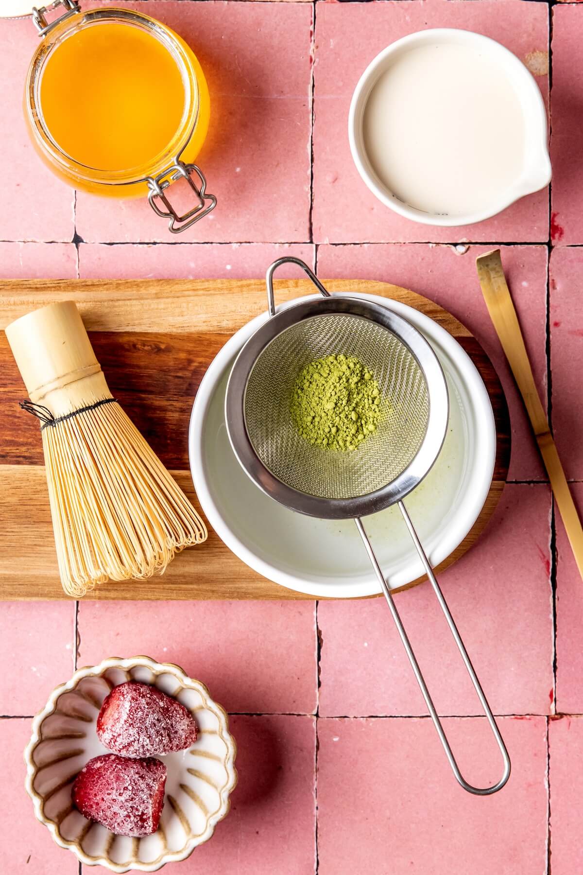 How to Make Strawberry Shaved Ice Matcha Latte Step 1 - Olivia Adriance