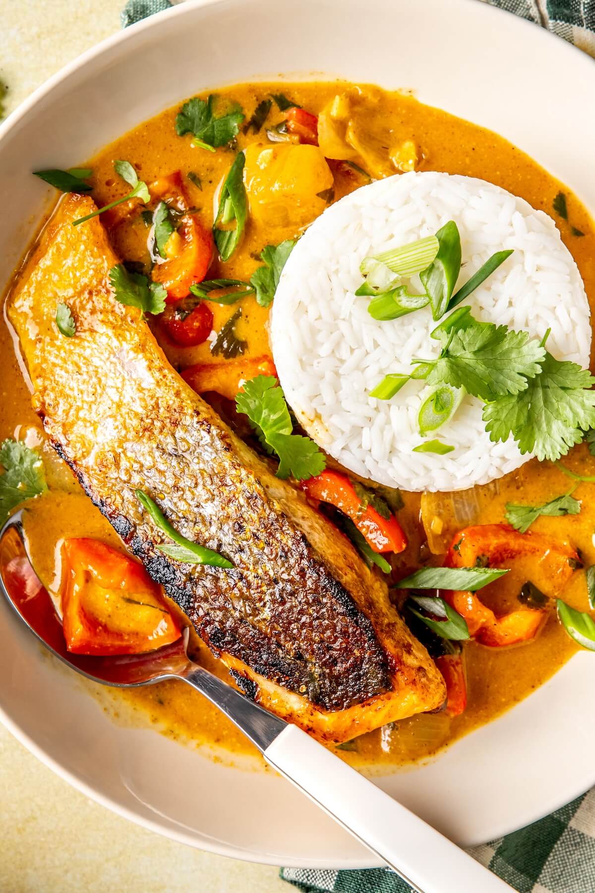 Crispy Skinned Salmon in Red Curry - Olivia Adriance