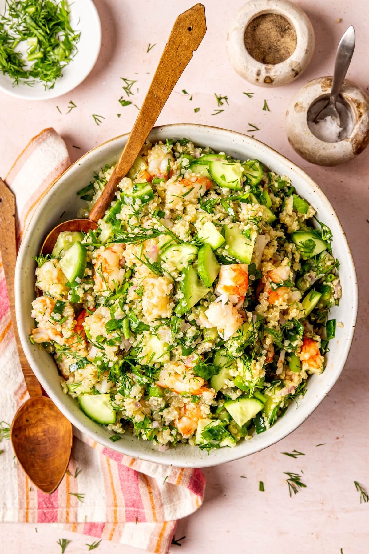 Lemony Dill Quinoa with Roasted Shrimp - Olivia Adriance