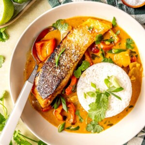 Crispy Skinned Salmon in Red Curry - Olivia Adriance