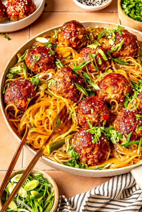 Spicy Glass Noodles and Meatballs - Olivia Adriance