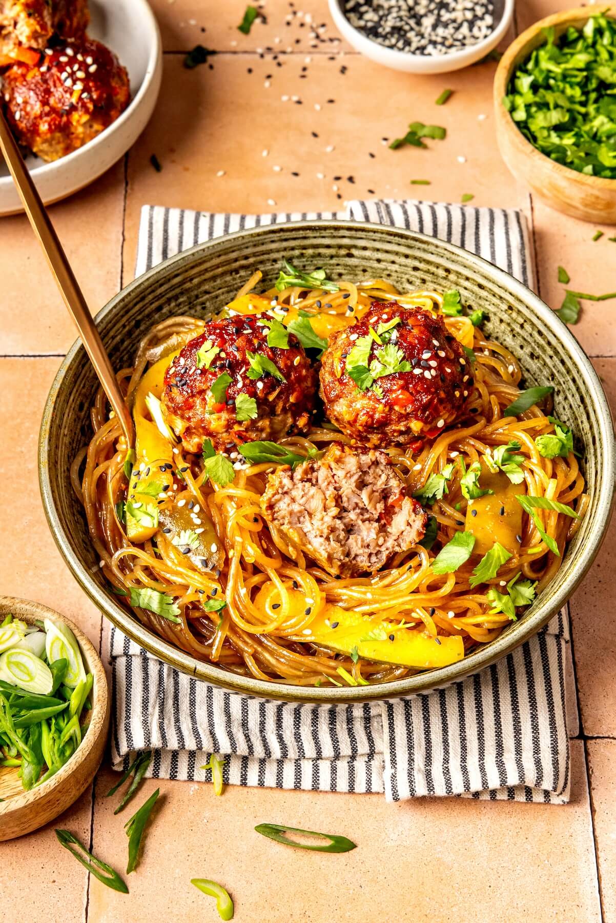 Spicy Glass Noodles and Meatballs - Olivia Adriance