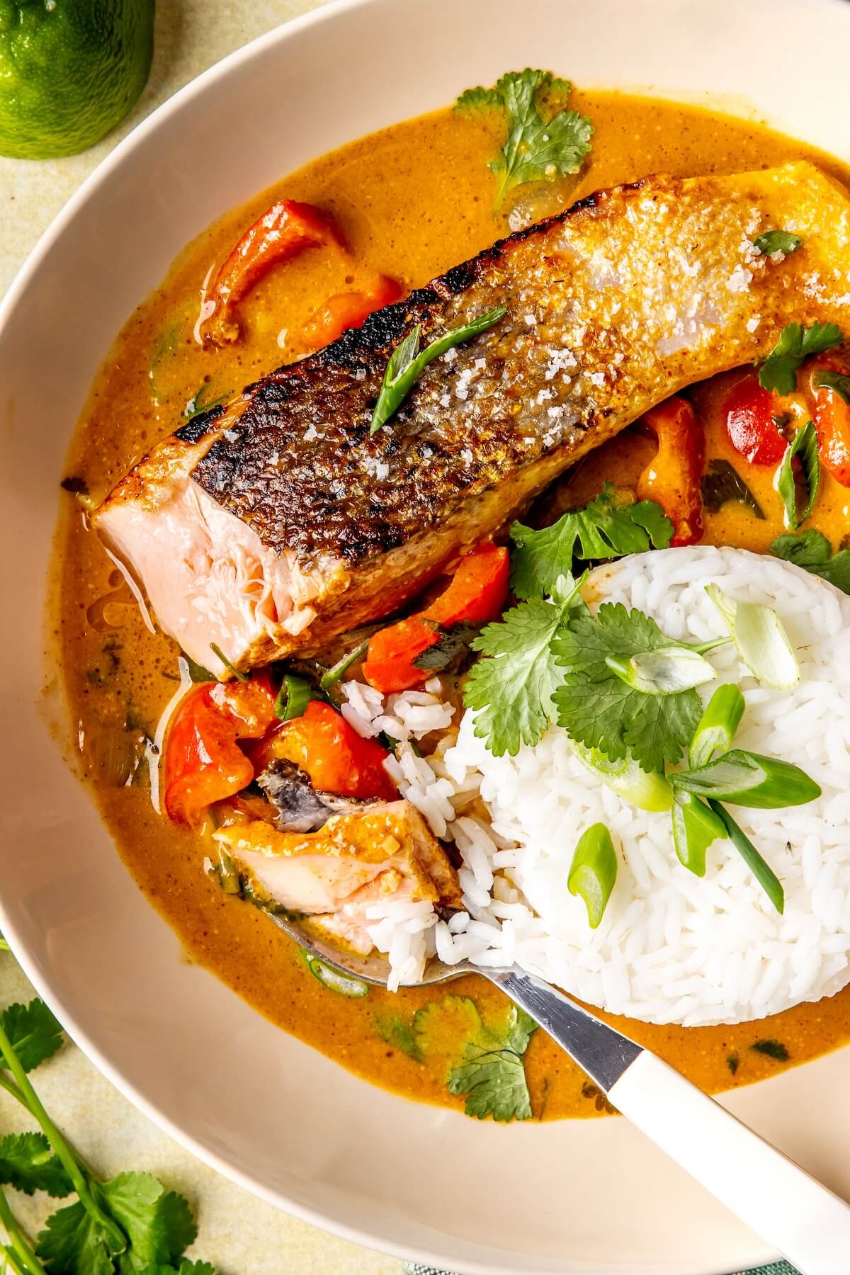 Crispy Skinned Salmon in Red Curry - Olivia Adriance