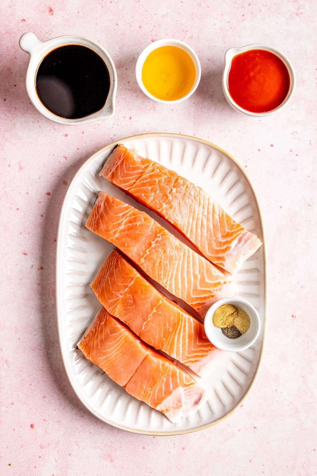 Ingredients for Broiled Honey Sriracha Salmon - Olivia Adriance