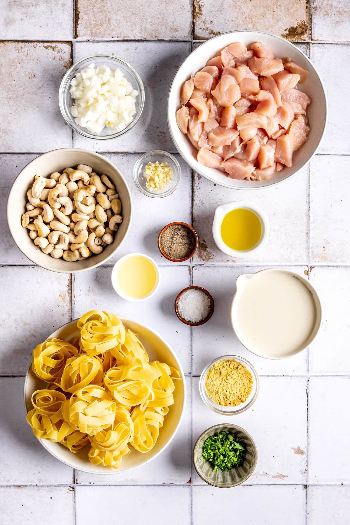 Ingredients for GF DF Chicken Fettuccine Alfredo - Olivia Adriance