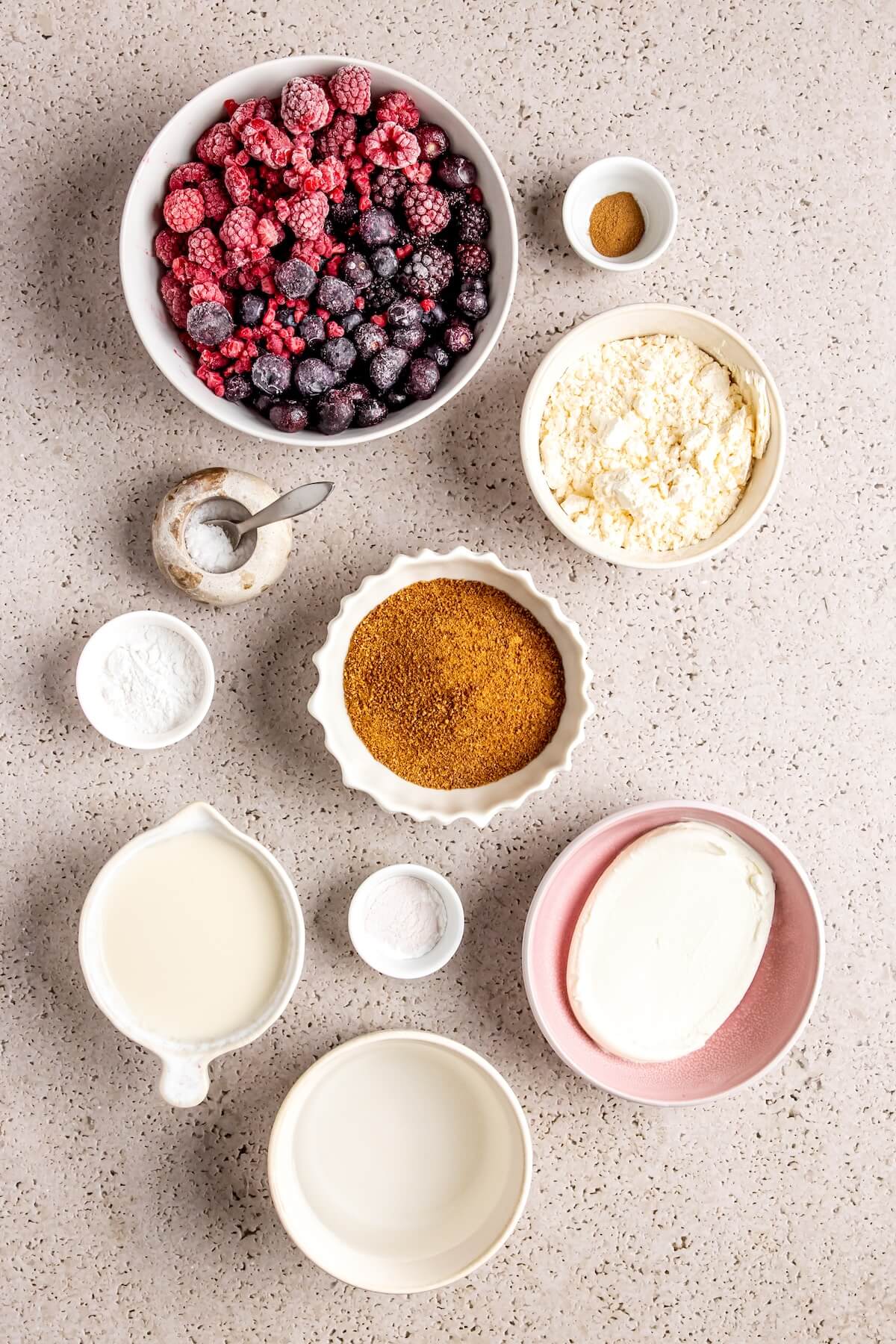 Ingredients for Gluten-Free Mixed Berry Cobbler - Olivia Adriance