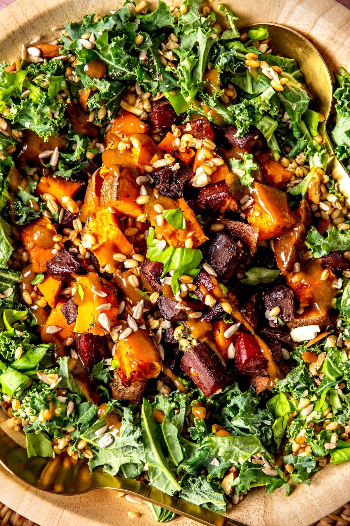 Warm Winter Salad with Roasted Shallot Dressing - Olivia Adriance