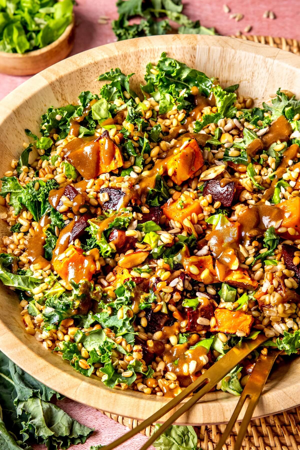 Warm Winter Salad with Roasted Shallot Dressing - Olivia Adriance
