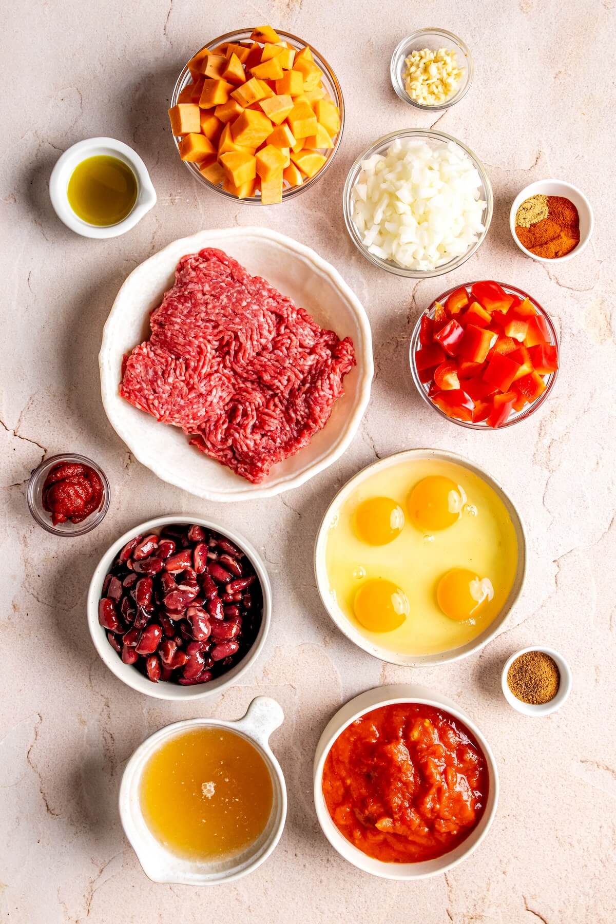 Ingredients for Breakfast Chili Sweet Potato Hash - Olivia Adriance