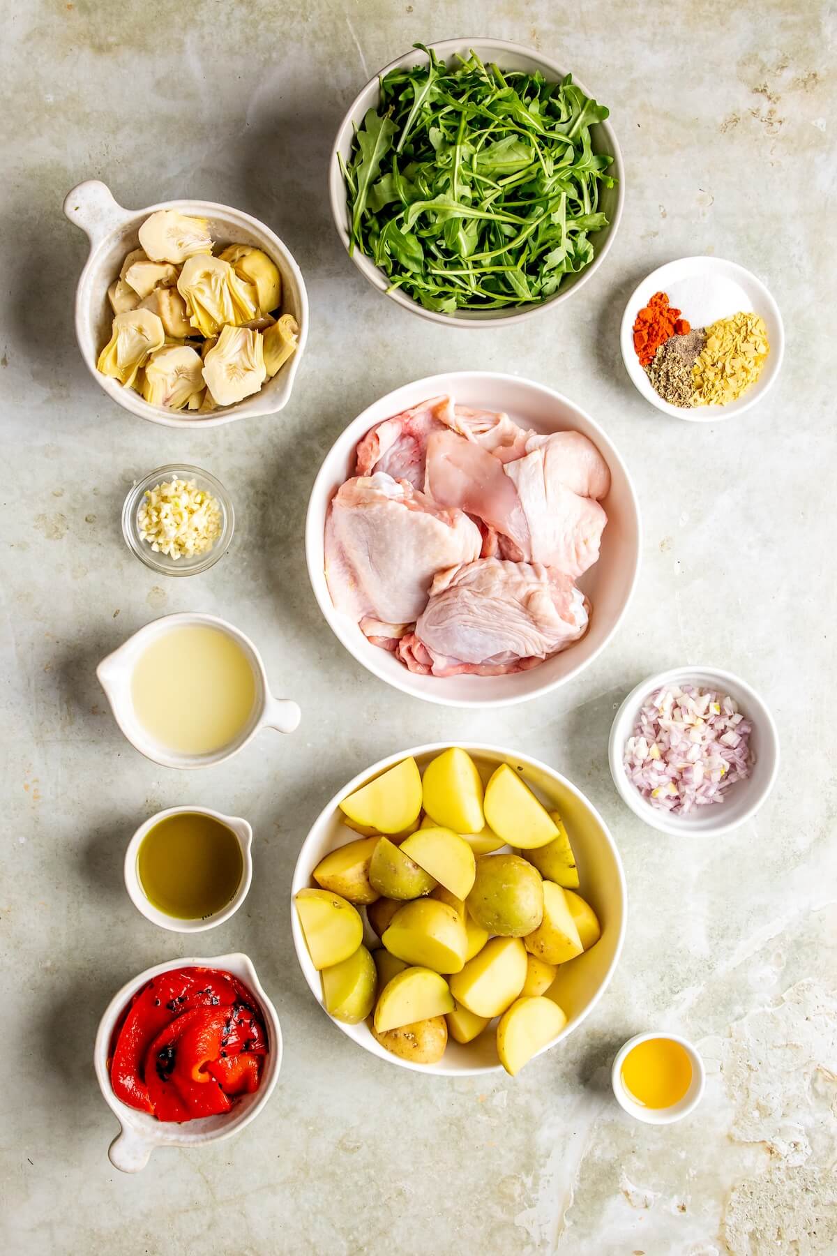 Ingredients for One Pan Mediterranean Chicken - Olivia Adriance