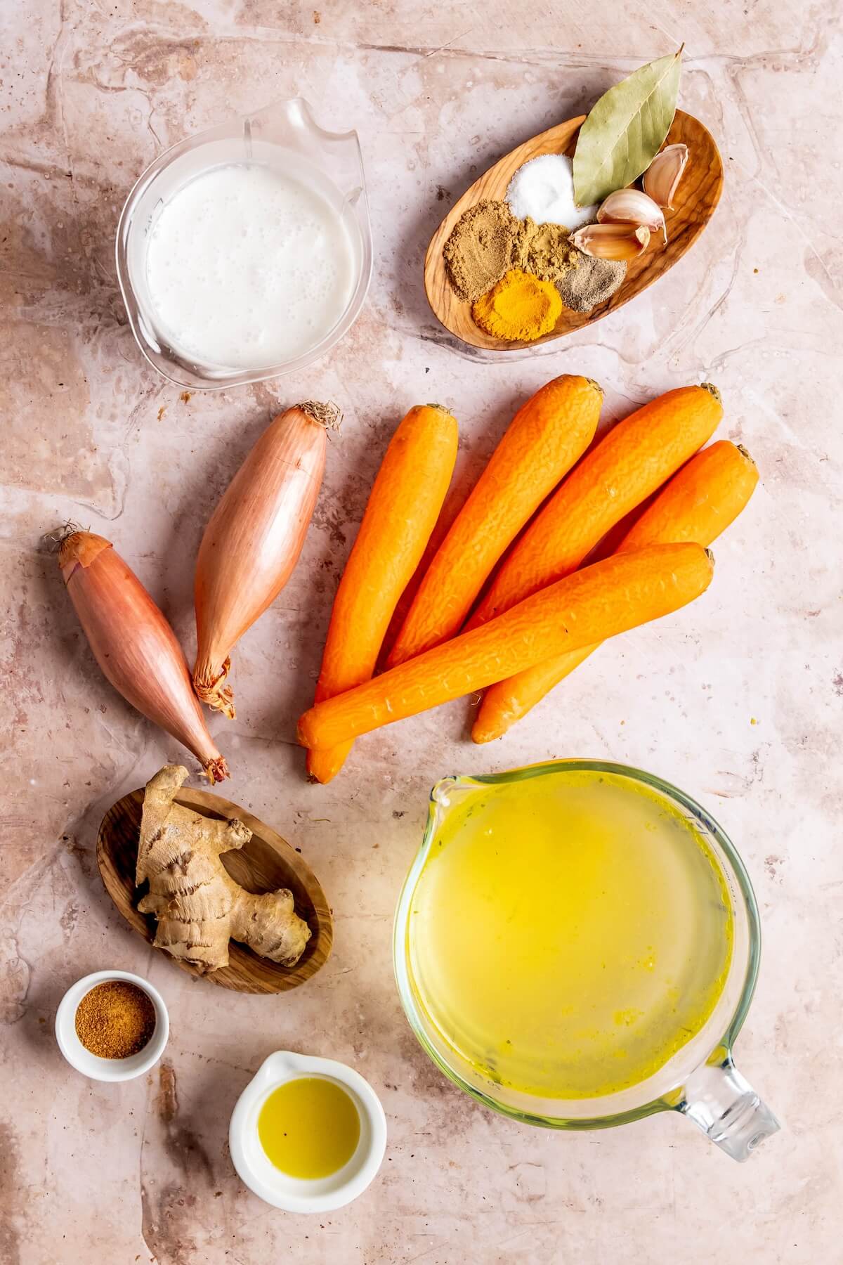 Ingredients for Carrot Ginger Coconut Milk Soup - Olivia Adriance