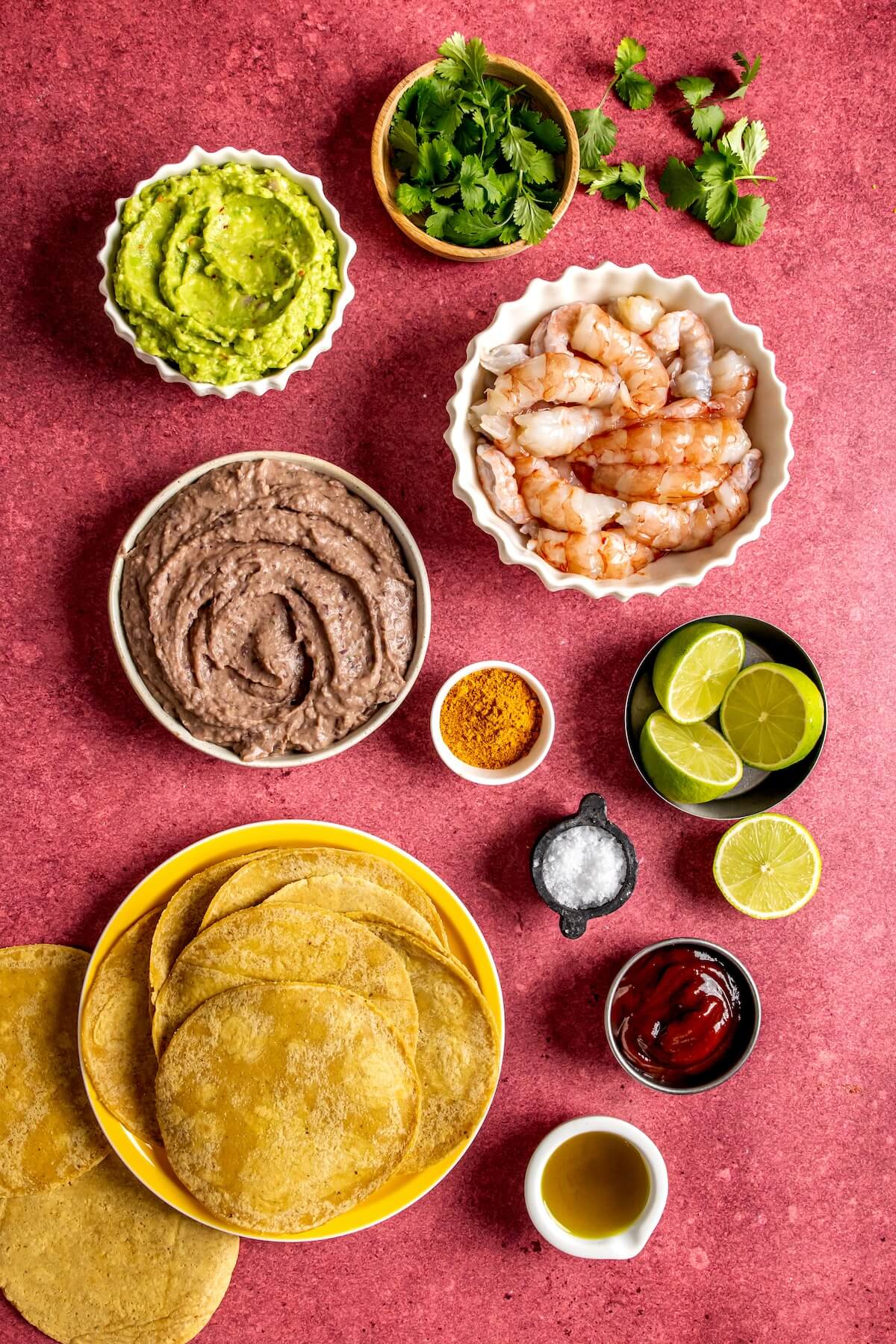 Ingredients for Super Simple Shrimp Tostadas - Olivia Adriance