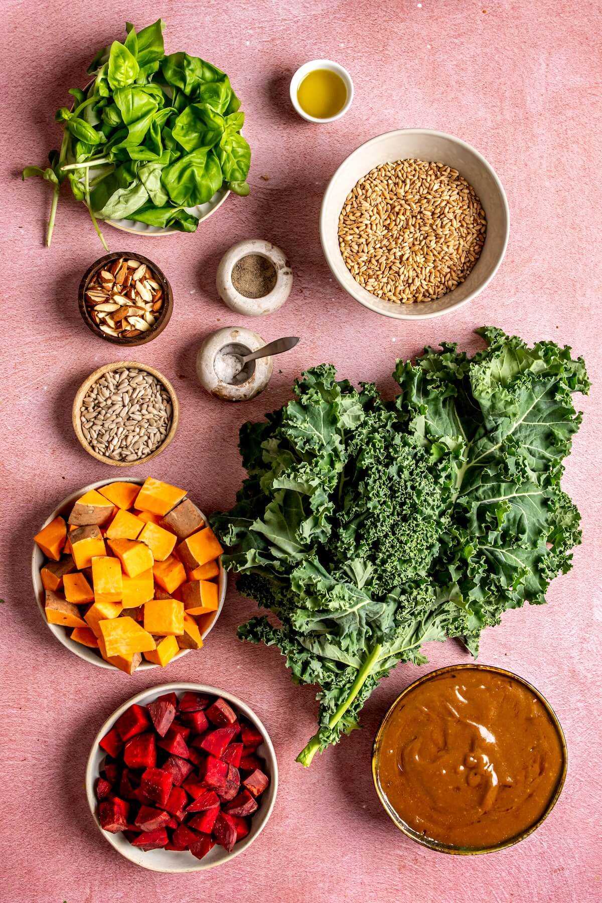 Ingredients for Warm Winter Salad with Roasted Shallot Dressing - Olivia Adriance