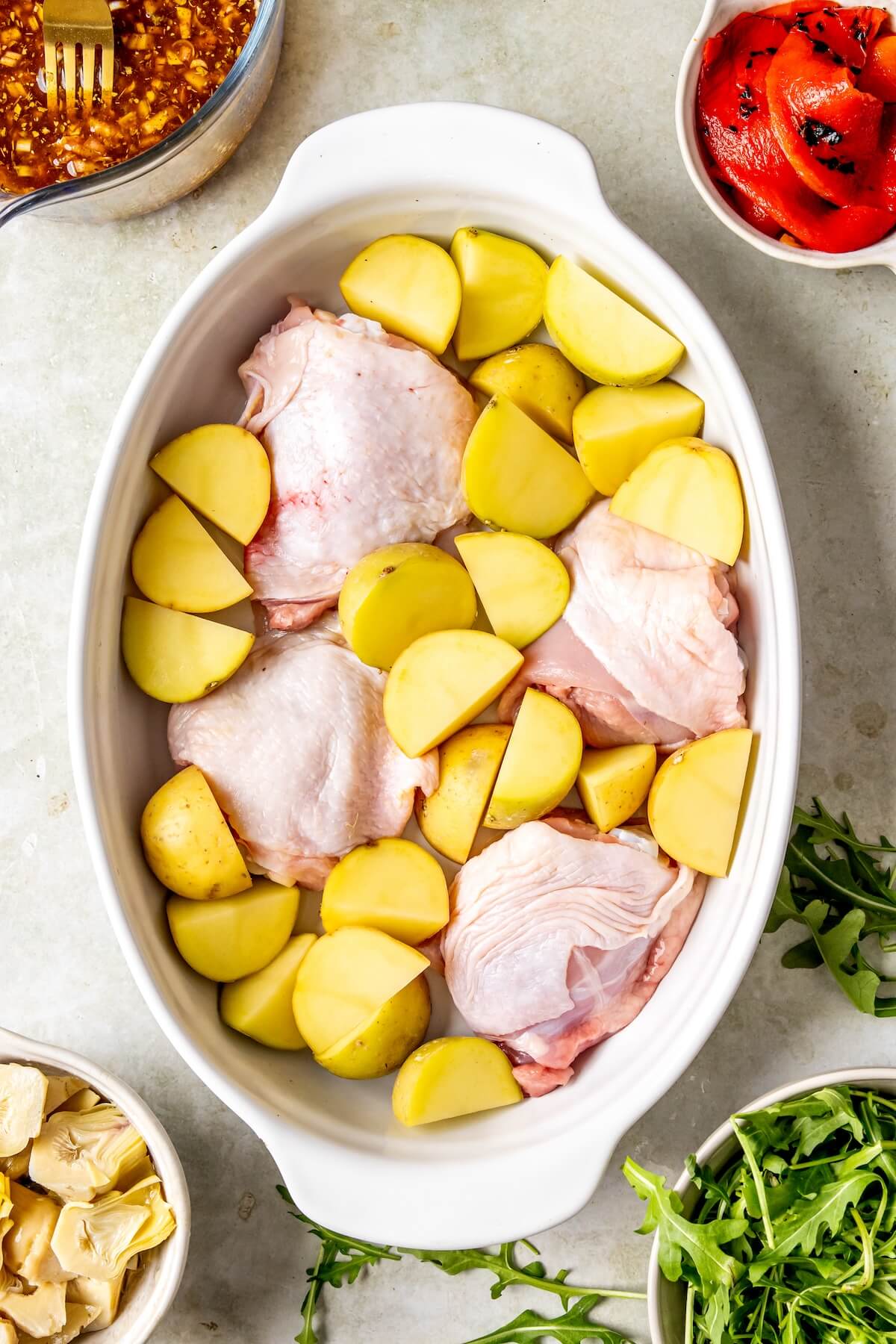 How to Make One Pan Mediterranean Chicken Step 2 - Olivia Adriance
