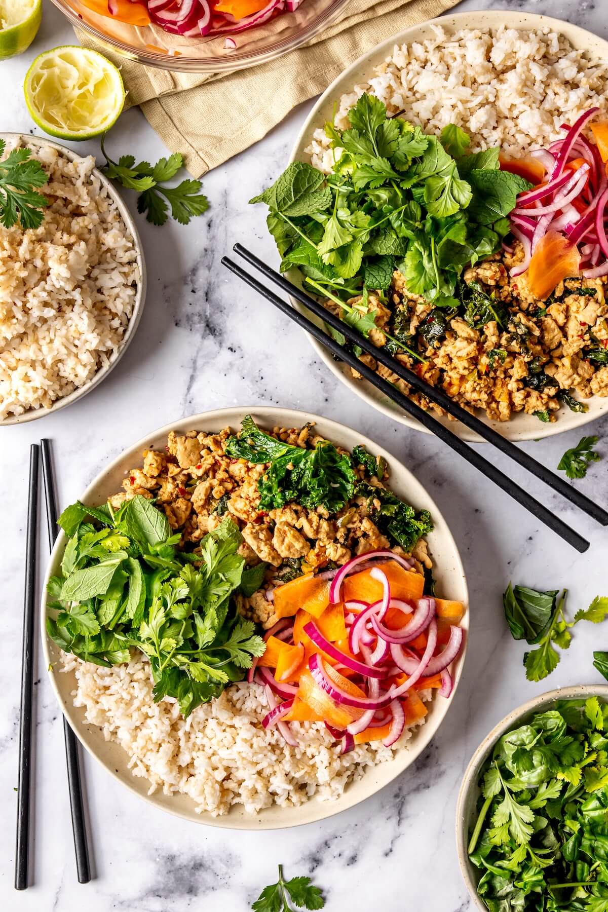 Chicken Larb Bowls - Olivia Adriance