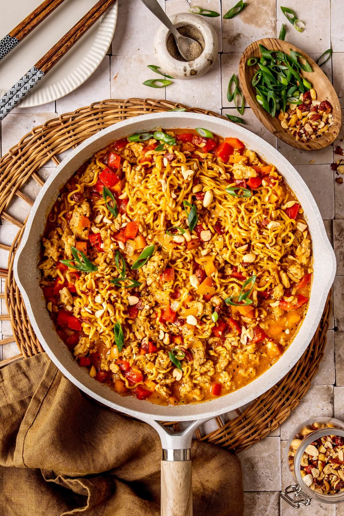 One Pot Peanut Chicken Ramen - Olivia Adriance