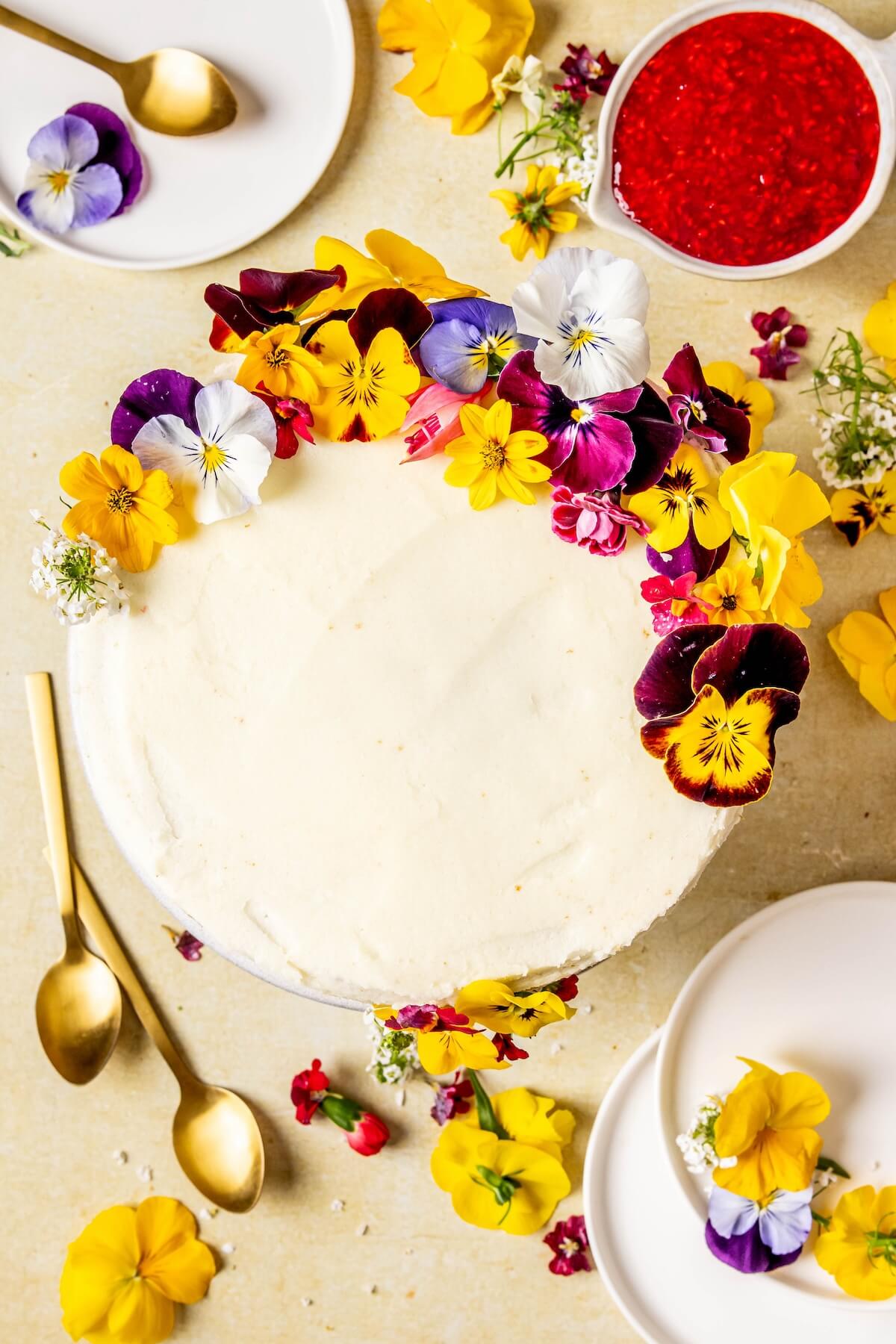 Gluten-Free Dairy-Free Vanilla Cake with Raspberries - Olivia Adriance