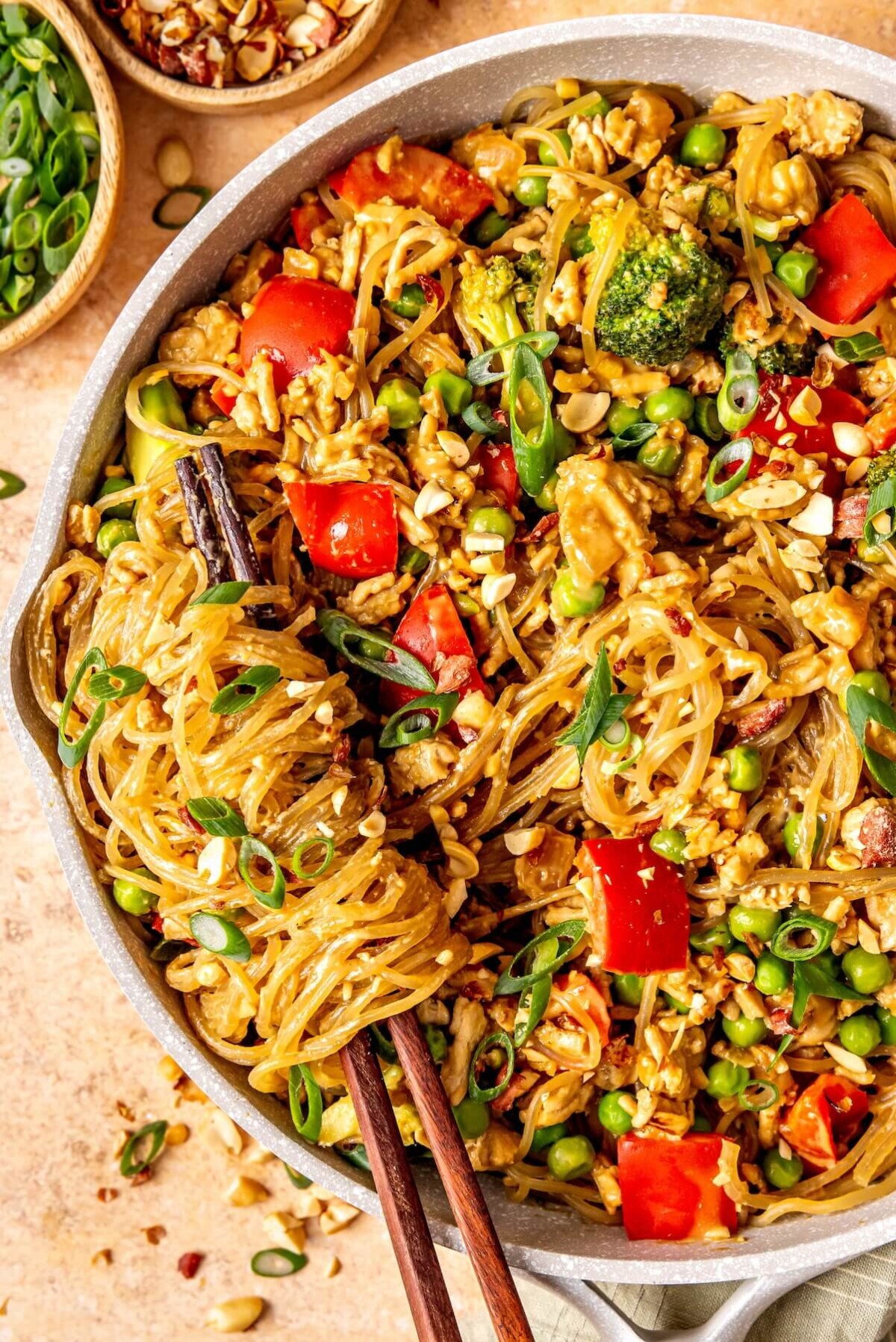 Miso Peanut Glass Noodle Stir Fry - Olivia Adriance