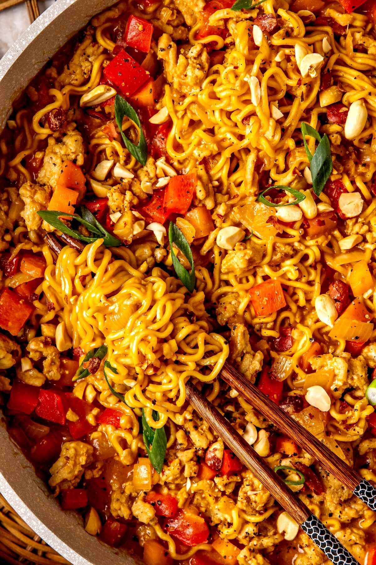 One Pot Peanut Chicken Ramen - Olivia Adriance